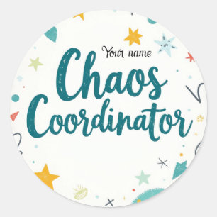 Editable Chaos Organizer School Runder Aufkleber