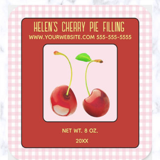 Editable Cherry Jam Pie Filling Quadratischer Aufkleber