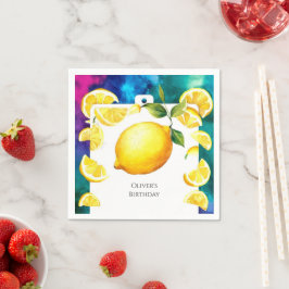 Editable Children Lemon Birthday Serviette