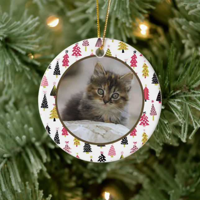 Editable Christmas Pet Photo Decoration Keramik Ornament (Baum)