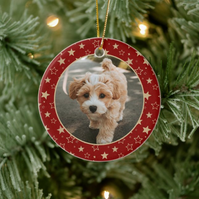 Editable Christmas Pet Photo Decoration Keramik Ornament (Baum)