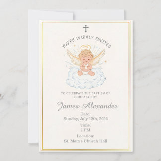 Editable Classic Baby Baptism Invitation Einladung