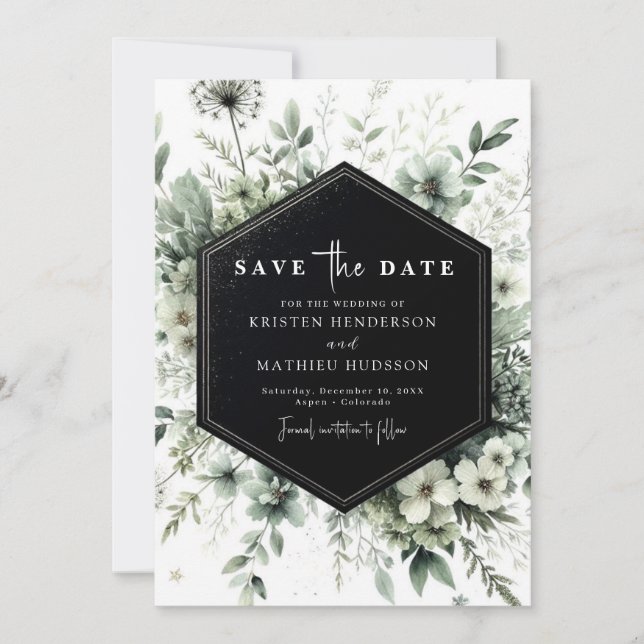 Editable Classic Floral Sage Green Wedding Save The Date (Vorderseite)