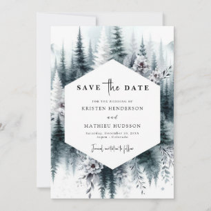 Editable Classic Mountain Wedding Save The Date