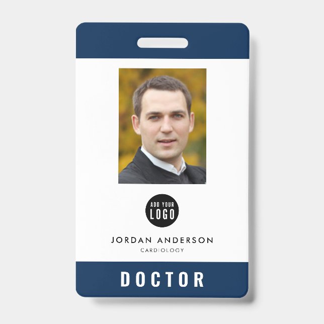 Editable Color Add Logo Medical Employee Foto ID Ausweis (Vorderseite)