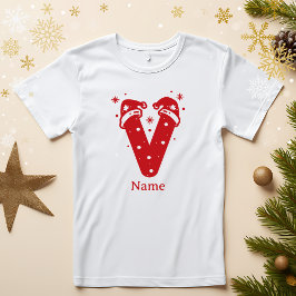 Editable Color Christmas Monogram Custom Name T-Shirt
