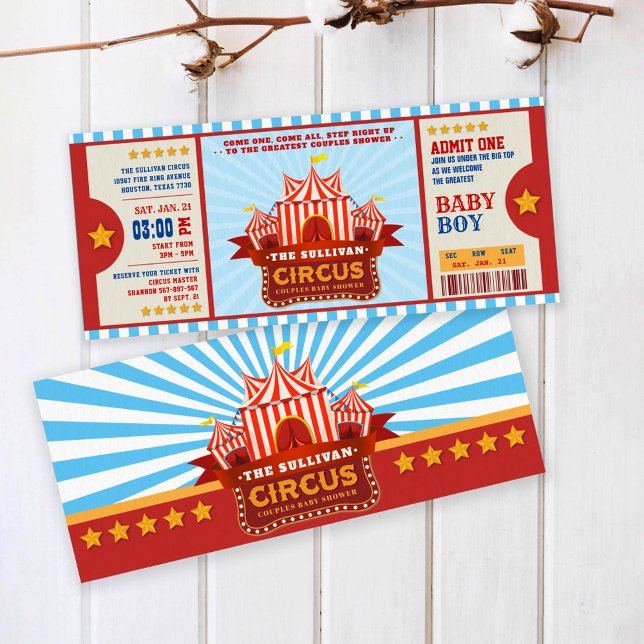 Editable Color Circus Ticket Couple Dusche Einladung (Von Creator hochgeladen)