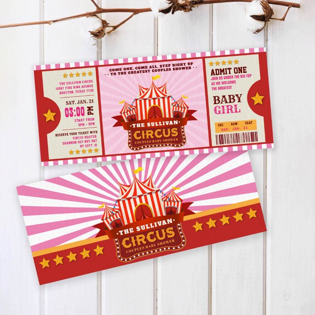 Editable Color Circus Ticket Couple Dusche Einladung (Von Creator hochgeladen)