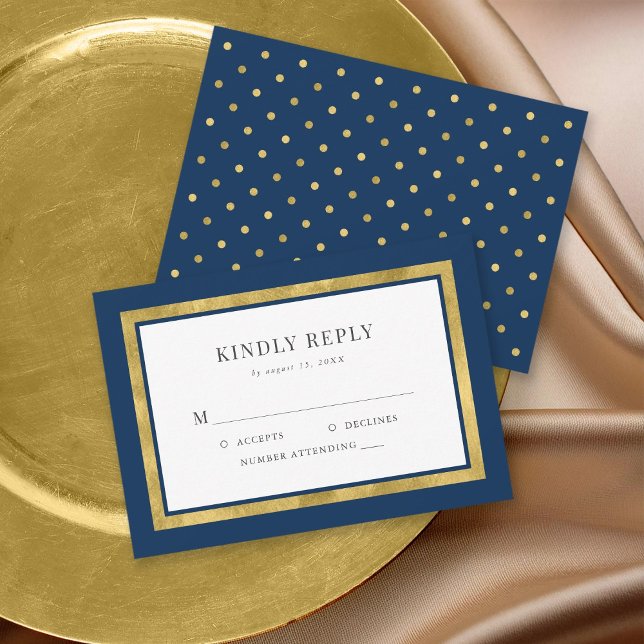 Editable Color Classic Gold Wedding RSVP Karte (Von Creator hochgeladen)