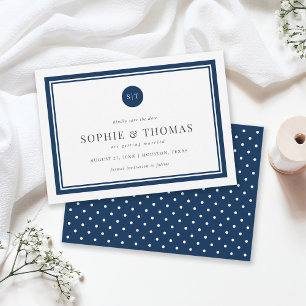 Editable Color Classic Monogram Save the Date Einladung