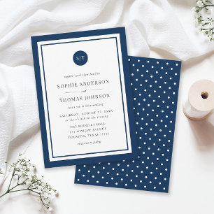 Editable Color Classic Round Monogram Wedding Einladung