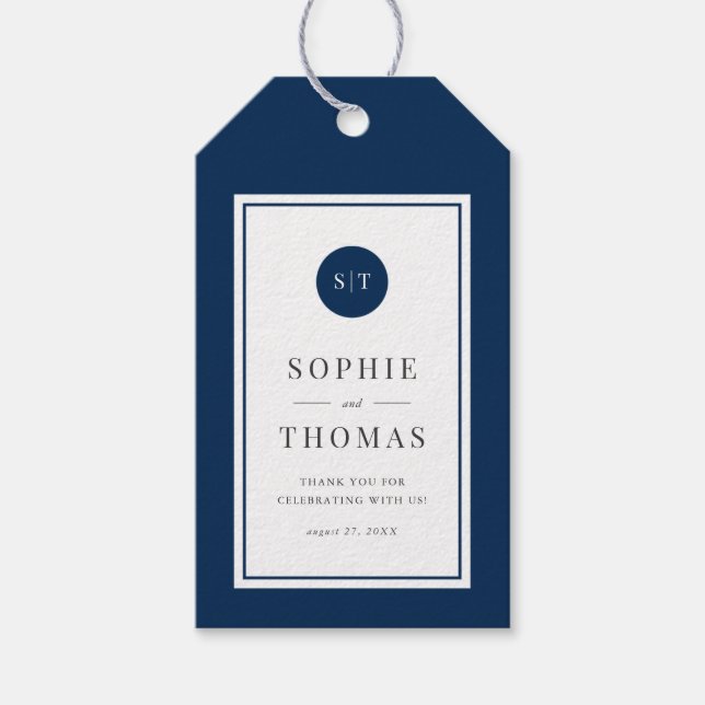 Editable Color Classic Round Monogram Wedding Geschenkanhänger (Vorderseite)