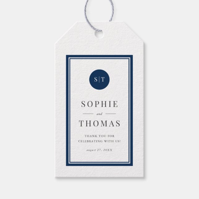 Editable Color Classic Round Monogram Wedding Geschenkanhänger (Vorderseite)