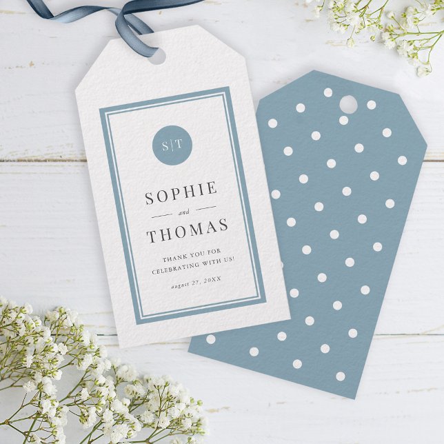 Editable Color Classic Round Monogram Wedding Geschenkanhänger (Von Creator hochgeladen)