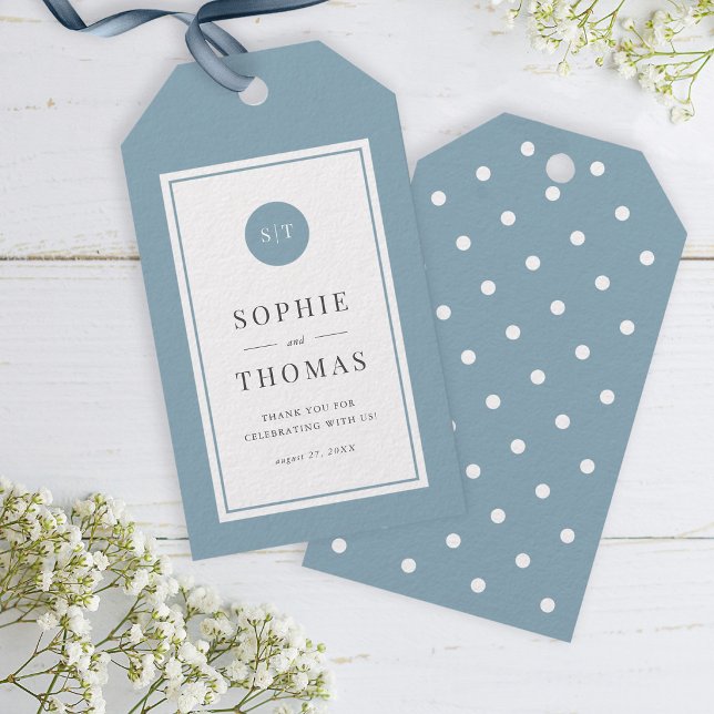 Editable Color Classic Round Monogram Wedding Geschenkanhänger (Von Creator hochgeladen)