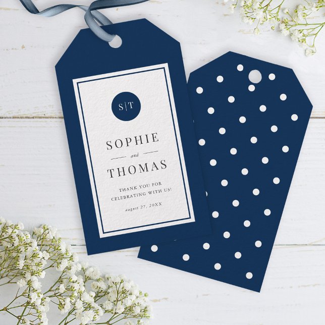 Editable Color Classic Round Monogram Wedding Geschenkanhänger (Von Creator hochgeladen)