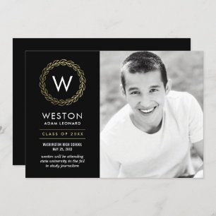 Editable Color Classic Wraath Abschluss Card Einladung