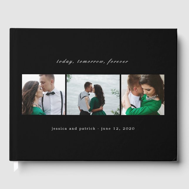 EDITABLE COLOR Clean Collage Wedding Gästebuch (Vorderseite)