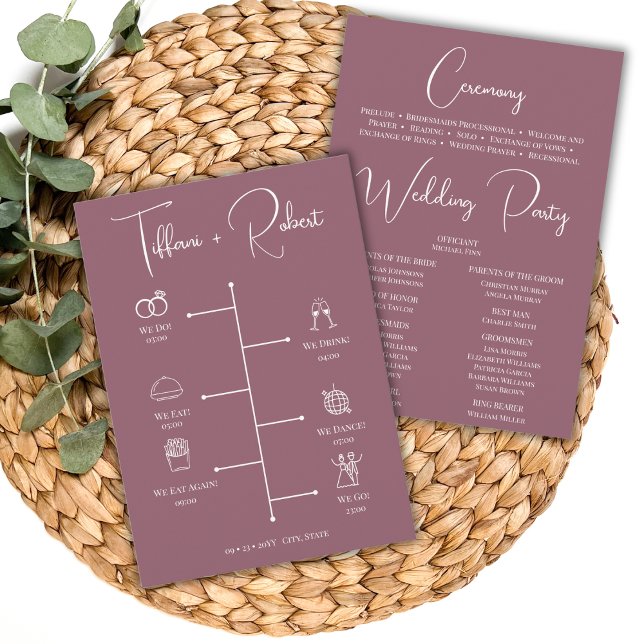 Editable Color Dusty Pink Wedeline Timeline Programm (Von Creator hochgeladen)