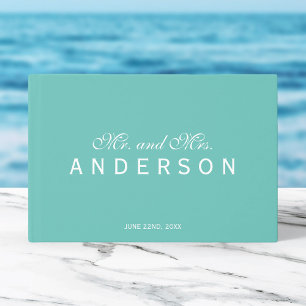 Editable Color Elegant Wedding Mr. und Mrs. Script Gästebuch