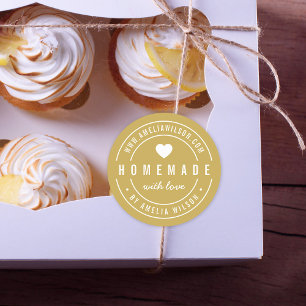 EDITABLE Color Fett hausgemacht mit Liebe Herz Runder Aufkleber