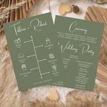Editable Color Green Wedding Zeremony Programm