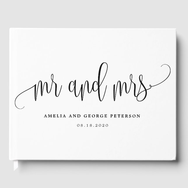 EDITABLE COLOR Lovely Calligraphy LCC Mr. and Mrs. Gästebuch (Vorderseite)