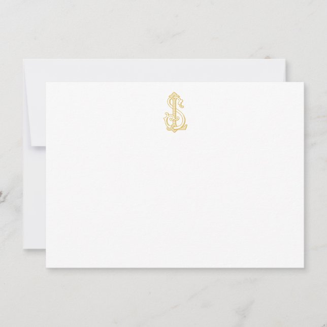 EDITABLE COLOR LS Monogram SL Monogram Notecards Mitteilungskarte (Vorderseite)