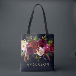 EDITABLE COLOR Marine Marsala Rustic Boho Floral<br><div class="desc">ÄNDERBARE HINTERGRUNDFARBE Bohemischer Stil Allover Print Tote Bag mit Aquarellbildern von Bordeaux, Marsala, Rot und Rosa Bronze und Rose mit Federn Akzent auf marineblau Hintergrund. Dies ist ideal für Herbst/Herbst/Winter, Blumenveranstaltungen und Böhmerische Veranstaltungen. Matching-Elemente sind ebenfalls verfügbar. * Bitte klicken Sie auf die Schaltfläche "Anpassen", um Farbe, Schriftart und Größe...</div>