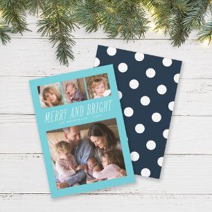Editable Color Merry and Bright Foto Holiday Card Feiertagskarte
