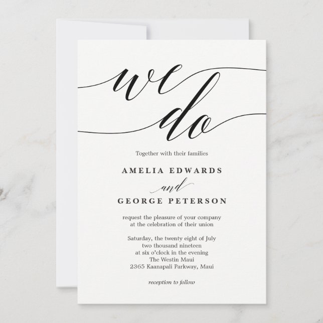 EDITABLE COLOR Modern Wedding Einladung #MSC (Vorderseite)