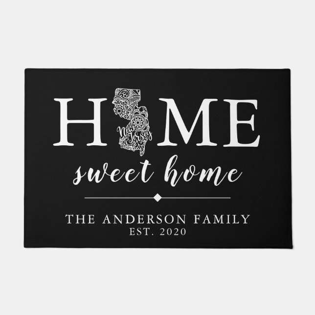 Editable Color NEW JERSEY Personalisiert Staat Fußmatte (Vorderseite)