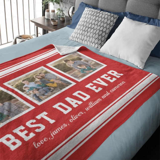 Editable Color Sporty Best Vater je Fotolage Fleecedecke (Von Creator hochgeladen)