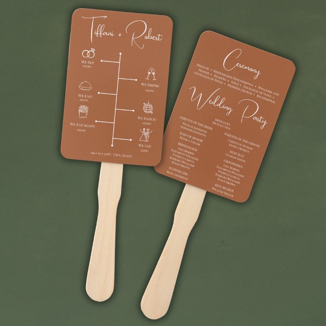 Editable Color Terracota Wedding Program Fächer (Von Creator hochgeladen)