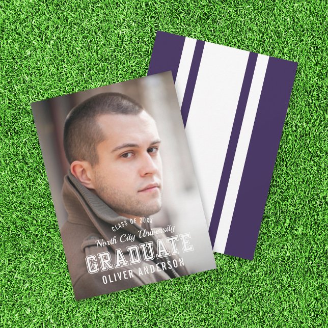 Editable Color Varsity Foto Graduate Ankündigung (Von Creator hochgeladen)
