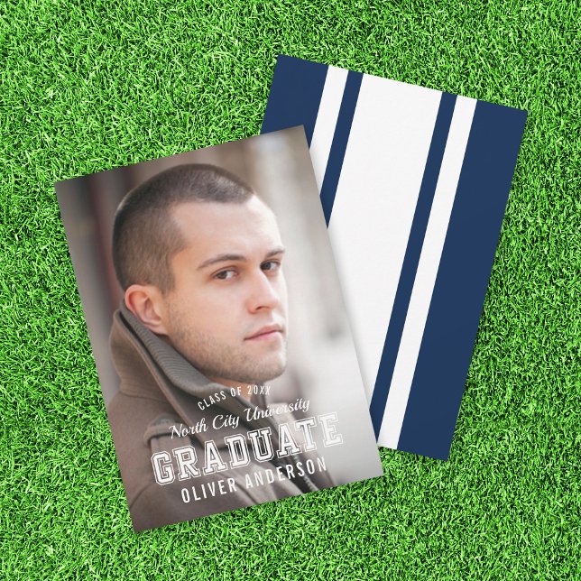 Editable Color Varsity Foto Graduate Ankündigung (Von Creator hochgeladen)