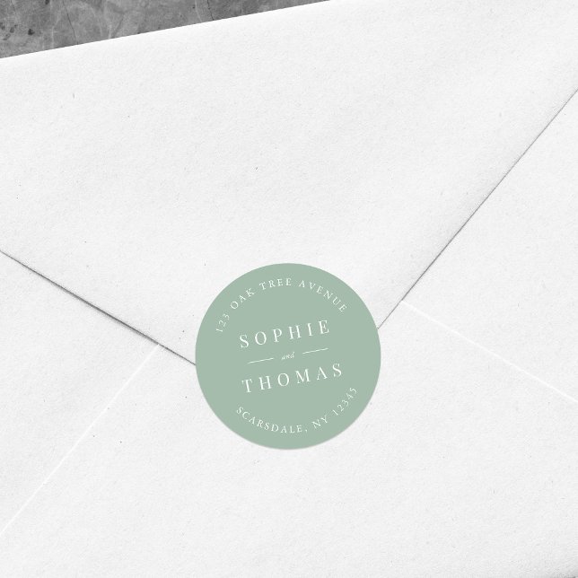 Editable Color Wedding Rücksendeadresse Moderne Runder Aufkleber (Von Creator hochgeladen)