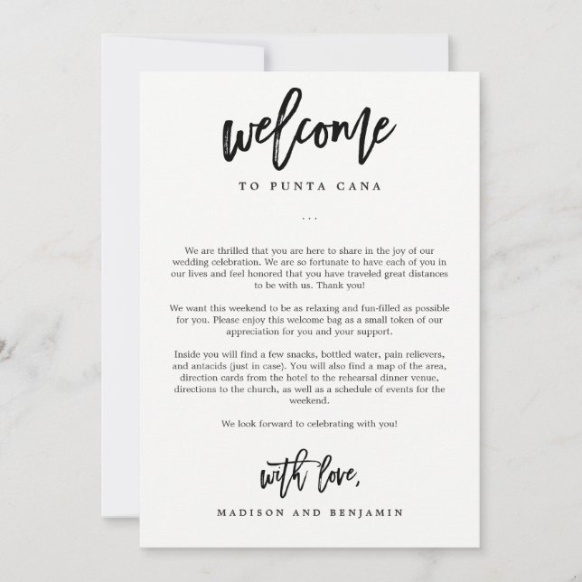 EDITABLE COLOR Wedding Welcome Letter Itinerary (Vorderseite)