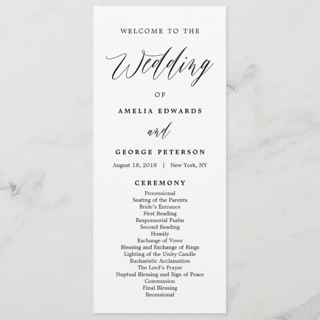 EDITABLE COLOR Wedding Zeremony Programm Mod Scrip (Vorderseite)