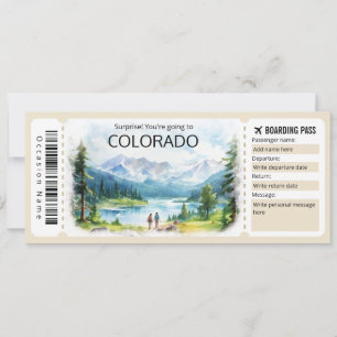 Editable Colorado Flugzeug Ticket, Colorado Trip Einladung