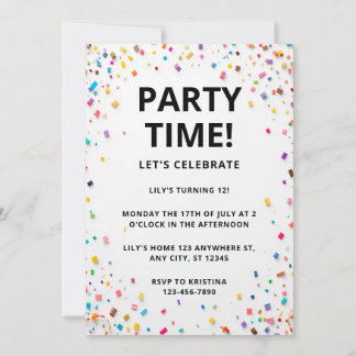 Editable Colored Confetti Geburtstagseinladung Einladung