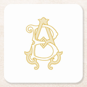 EDITABLE COLORS AB Monogram BA Logo-Untersetzer Rechteckiger Pappuntersetzer