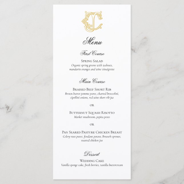 EDITABLE COLORS CJ Monogram JC Monogram Menu Menükarte (Vorderseite)