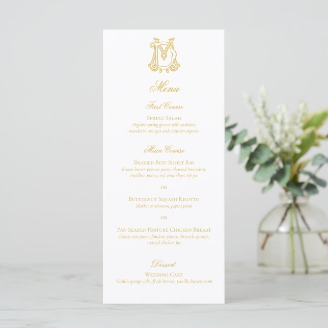 EDITABLE COLORS DM Monogram MD Monogramm Menü Menükarte (Stehend Vorderseite)