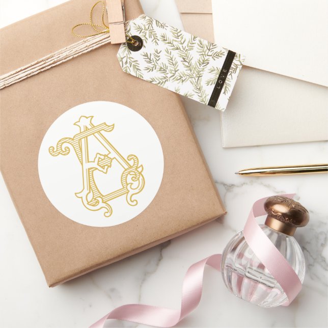 EDITABLE COLORS EA Monogram AE Monogram Favor Tag Runder Aufkleber (Schenken)