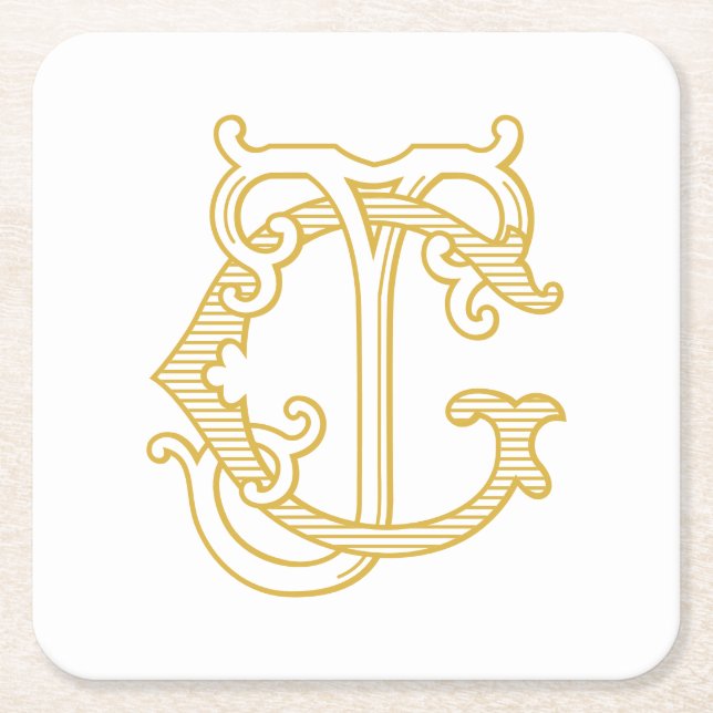 EDITABLE COLORS GJ Monogram JG Logo Untersetzer (Vorderseite)