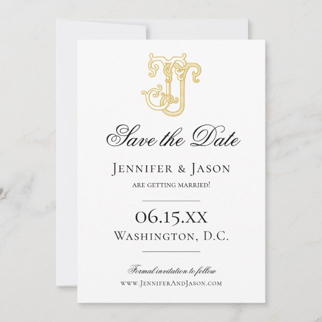 EDITABLE COLORS JJ Monogram JJ Wappen Wedding Save The Date (Vorderseite)
