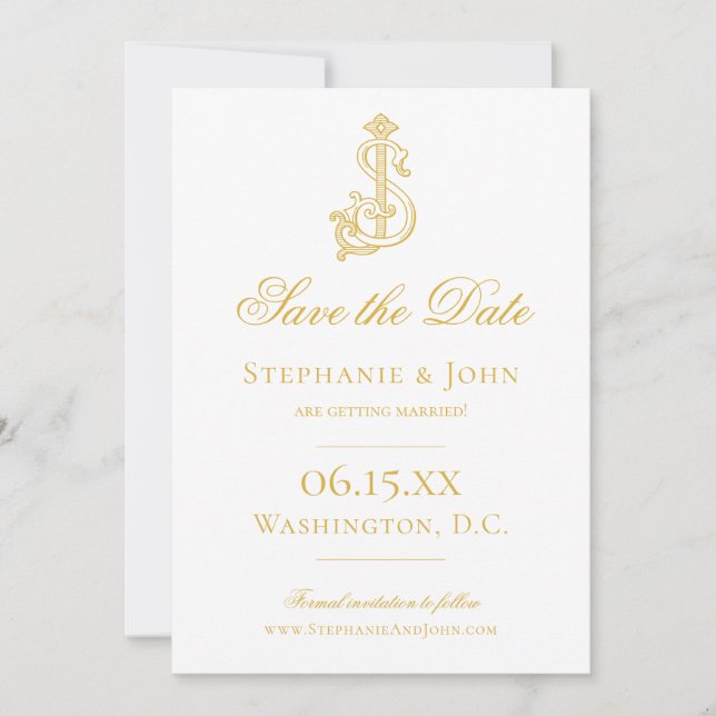 EDITABLE COLORS SJ Monogram JS Monogram Einladung (Vorderseite)