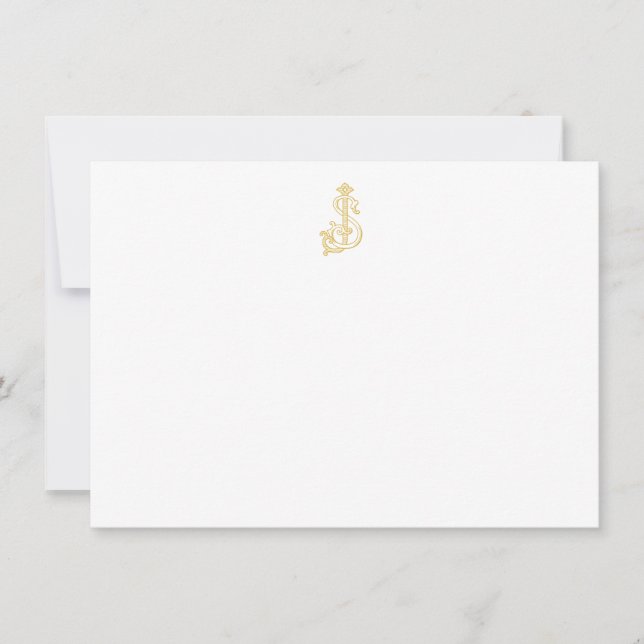 EDITABLE COLORS SJ Monogram JS Monogram Notecard Mitteilungskarte (Vorderseite)