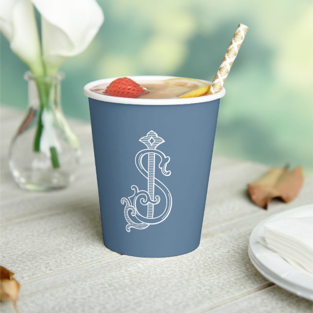EDITABLE COLORS SJ Monogram JS Monogram Paper Cups Pappbecher (In Situ)